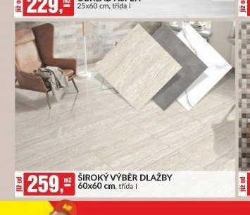 ŠIROKÝ VÝBĚR DLAŽBY 60x60 cm, třída I