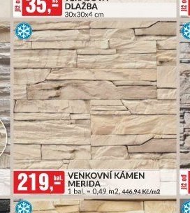 VENKOVNÍ KÁMEN MERIDA 1 bal = 0,49 m2, 446,94 Kč/m2