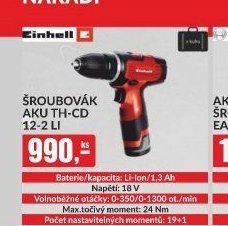ŠROUBOVÁK AKU TH-CD 12-2 LI