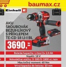 AKU ŠROUBOVÁK BEZUHLÍKOVÝ S PŘÍKLEPEM TE-CD 18 LI-I BL
