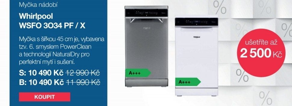 Myčka Whirlpool WSFO3O34PFX