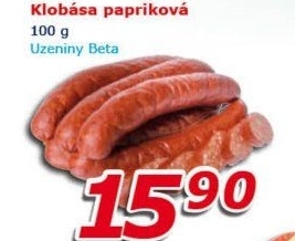 Klobása papriková Uzeniny Beta