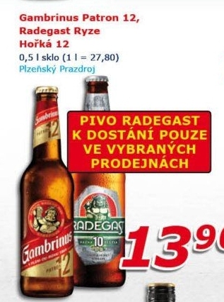 Pivo světlý ležák 12° Patron Gambrinus
