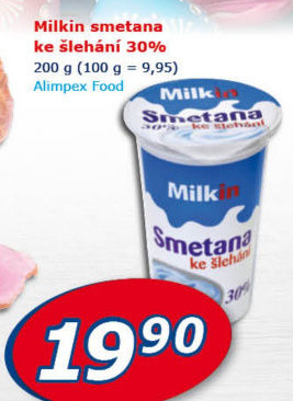 Smetana ke šlehání Milkin 30%