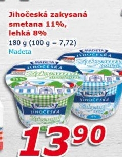 Smetana zakysaná JihočeskáMadeta 11%