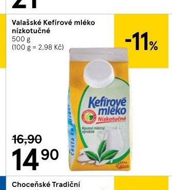 Valašské Kefírové mléko nízkotučné