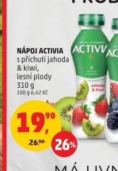 Nápoj Activia s příchutí jahoda & kiwi, lesní plody 310 g