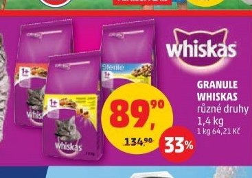 Granule Whiskas různé druhy 1,4 kg