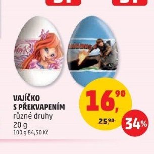 Vajíčko s překvapením různé druhy 20 g