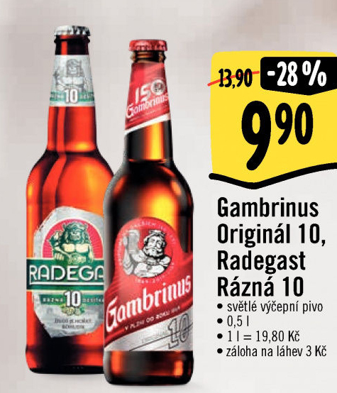 Pivo světlé výčepní Originál 10° Gambrinus