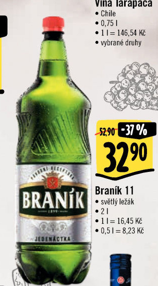 Pivo světlý ležák 11° Jedenáctka Braník