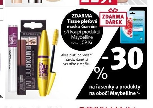 Maybelline řasenky a produkty na obočí