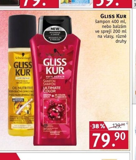GLISS KUR šampon 400 ml, nebo balzám ve spreji 200 ml