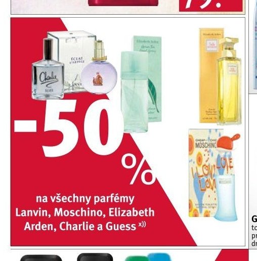Parfémy Lanvin, Moschino, Elizabeth Arden, Charlie a Guess