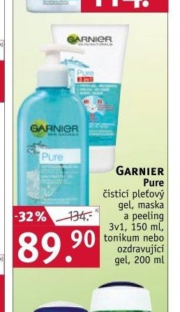 Garnier Pure čistící pleťový gel, maska a peeling