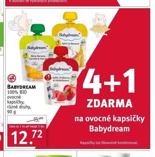 BABYDREAM 100% BIO ovocné kapsičky
