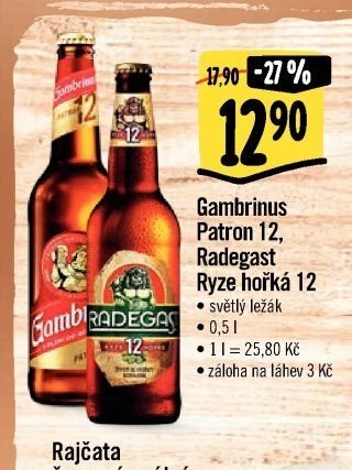 Gambrinus Patron 12, Radegast Ryze hořká 12