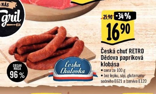 Česká chuť RETRO Dědova papriková klobása