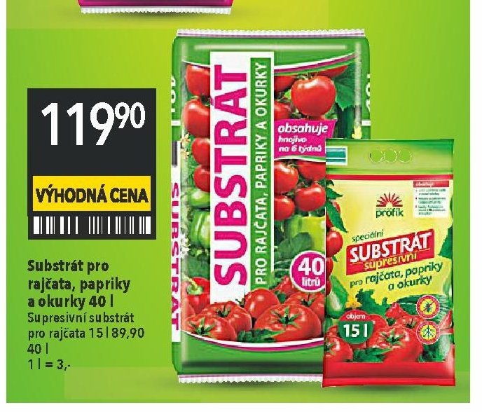 Substrát pro rajčata, papriky a okurky 40 l