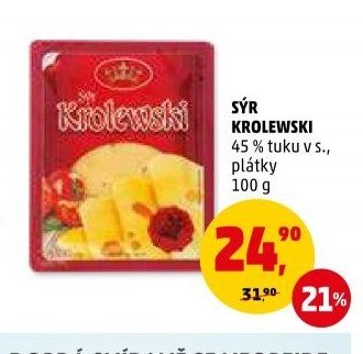 SÝR KROLEWSKI 45 % tuku v s., plátky 100 g