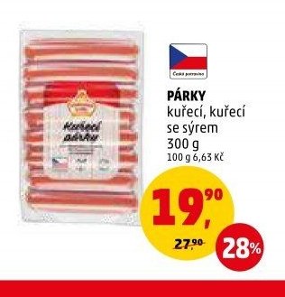 PÁRKY kuřecí, kuřecí se sýrem 300 g
