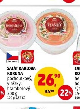 SALÁT KARLOVA KORUNA pochoutkový, vlašský, bramborový 500 g