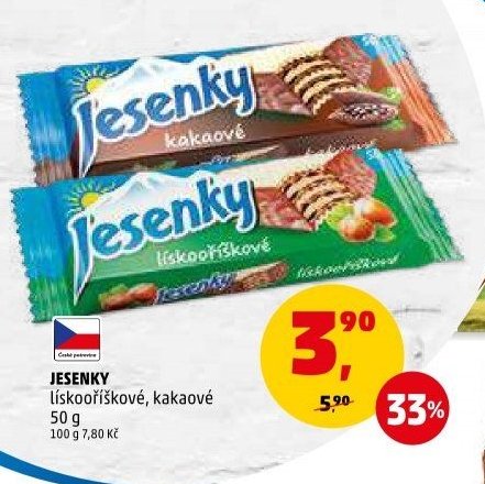 Jesenky lískoříškové, kakaové 50 g