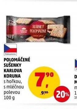 Polomáčené sušenky Karlova Koruna s hořkou, s mléčnou polevou 100 g
