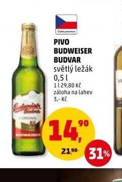 PIVO BUDWEISER BUDVAR světlý ležák 0,5 l
