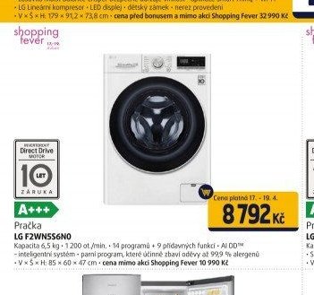 Pračka LG F2WN5S6N0
