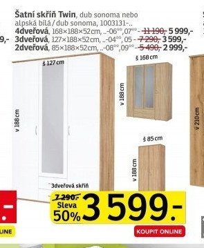 Šatní skříň Twin - ASKO akcniletaky.com