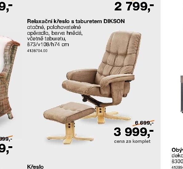 Relaxační křeslo s taburetem DIKSON - Sconto nábytek akcniletaky.com