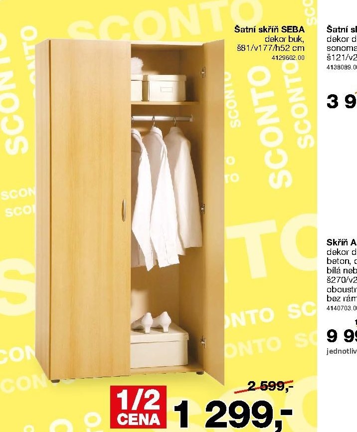 Šatní skříň SEBA - Sconto nábytek akcniletaky.com