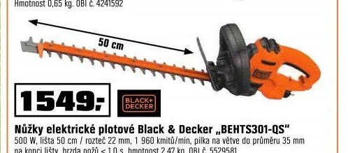 Nůžky elektrické plotové Black & Decker „BEHTS301-QS“
