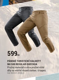 PÁNSKÉ TURISTICKÉ KALHOTY NH 500 REGULAR QUECHUA