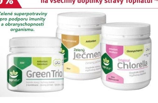 Topnatur Green Trio, Zelený ječmen, Original Chlorella