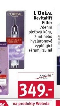 L'ORÉAL Revitalift Filler 7denní pleťová kúra, 7 ml nebo hyaluronové vyplňující sérum, 15 ml