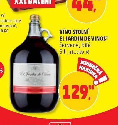 VÍNO STOLNÍ EL JARDIN DE VINOS