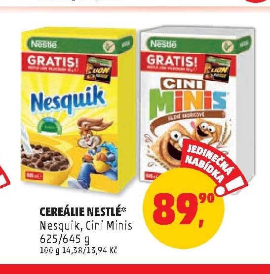 CEREÁLIE NESTLÉ (Nesquik, Cini Minis)