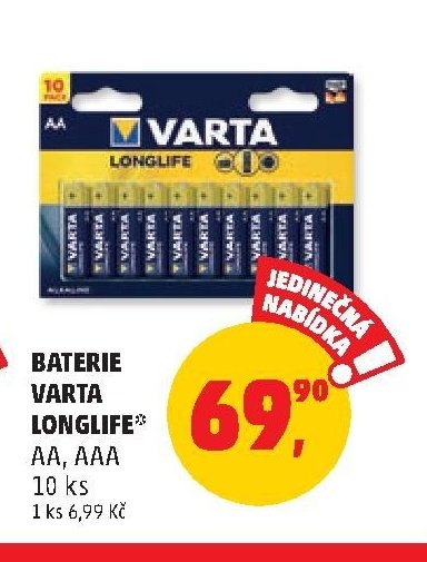 BATERIE VARTA LONGLIFE AA, AAA 10 ks