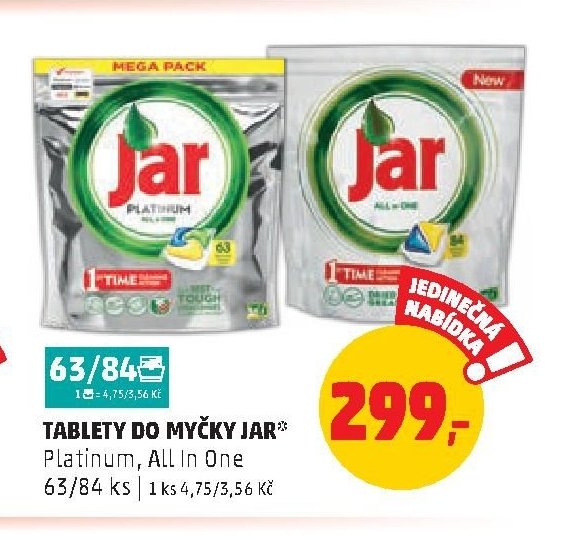 Tablety do myčky Jar Platinum, All In One
