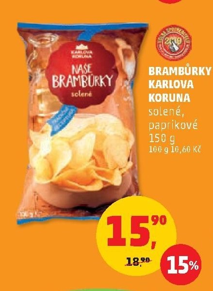 Brambůrky Karlova Koruna solené, paprikové 150 g