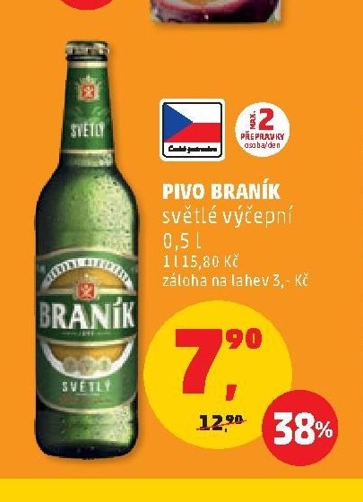 Pivo Braník světlé výčepní 0,5 l