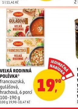 VELKÁ RODINNÁ POLÉVKA francouzská, gulášová, hrachová 100-190 g