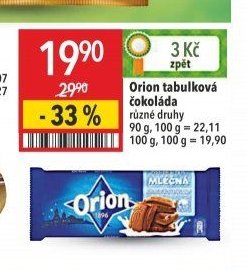 Orion tabulková čokoláda