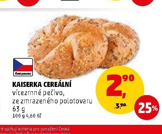 KAISERKA CEREÁLNÍ vícezrnné pečivo, ze zmrazeného polotovaru 63 g