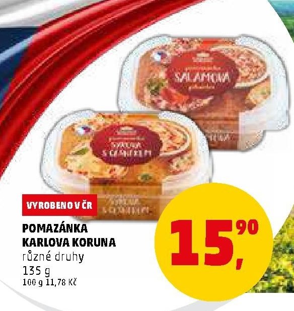 POMAZÁNKA KARLOVA KORUNA různé druhy