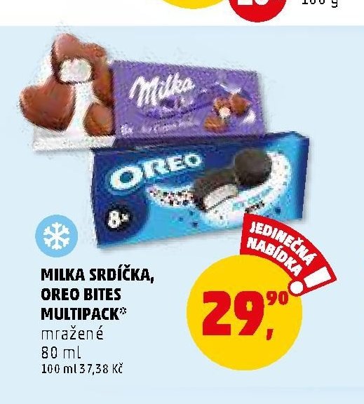 MILKA SRDÍČKA, OREO BITES MULTIPACK mražené 80 ml