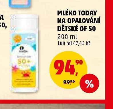 MLÉKO TODAY NA OPALOVÁNÍ DĚTSKÉ OF 50