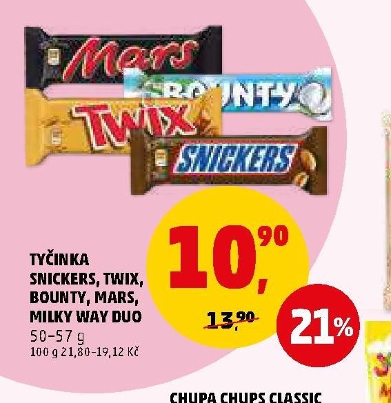 Tyčinka Snickers, Twix, Bounty, Mars, Milky Way Duo